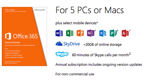 Microsoft Office 365 Home Premium [5PCS|1Year] (PC/MAC)